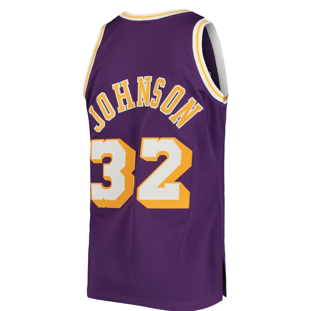 Men's Mitchell & Ness Magic Johnson Purple Los Angeles Lakers 1984/85. - Picture 8 of 8